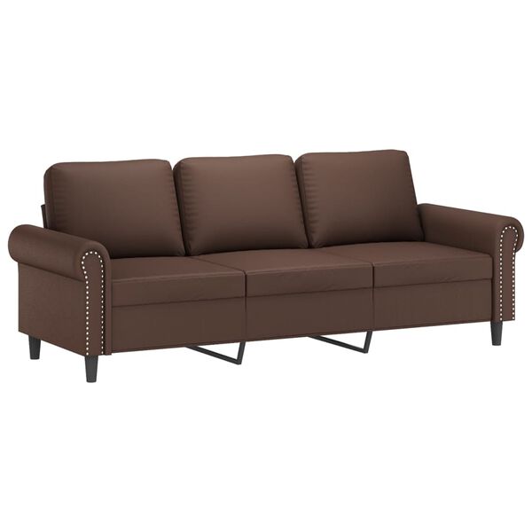 vidaXL 3-osobowa sofa, brązowa, 180 cm, sztuczna sk&oacute;ra