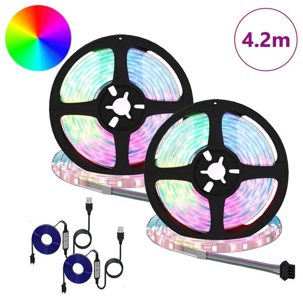 vidaXL Taśma LED 2 pcs Czarny i przezroczysty 210 x 0,8 x 0,3 cm