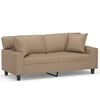vidaXL 2-osobowa sofa z poduszkami, cappuccino, 140 cm, sztuczna sk&oacute;ra