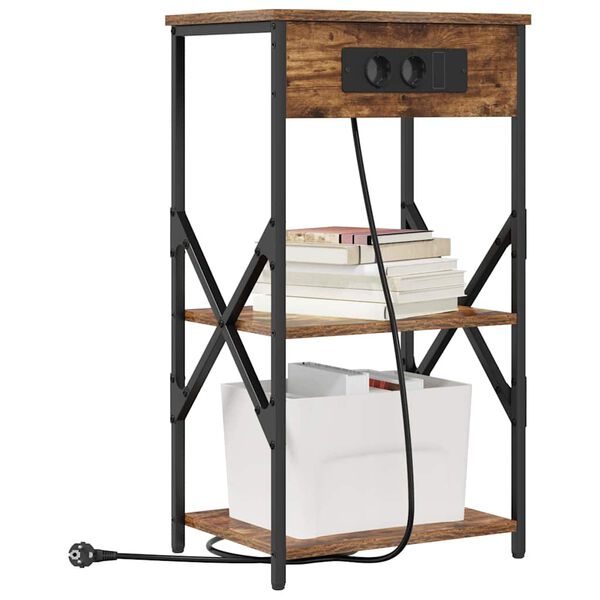 vidaXL Szafka Nocna z p&oacute;łką Dąb wędzony 41 x 31 x 76 cm