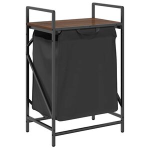 vidaXL Kosz na pranie 1 komora z półką, brązowy dąb