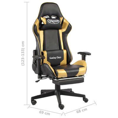 vidaXL Obrotowy fotel gamingowy z podnóżkiem, złoty, PVC
