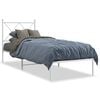 vidaXL Metalowe ł&oacute;żko z wezgłowiem, bez materaca, białe, 75x190 cm