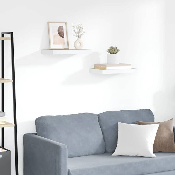 vidaXL P&oacute;łki ścienne, 2 szt., kolor dębu i biel, 50x23x3,8 cm, MDF