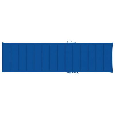 vidaXL Leżaki z kobaltowymi poduszkami, 2 szt., lite drewno tekowe