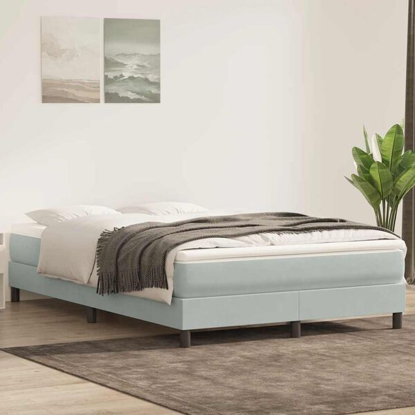 vidaXL Ł&oacute;żko Box Spring bez materaca Jasnoszary 140x210 cm Aksamit