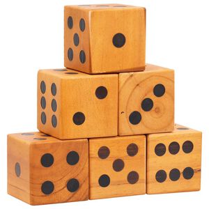 vidaXL Gigantyczny zestaw kości do gry, 6 szt. lite drewno sosnowe