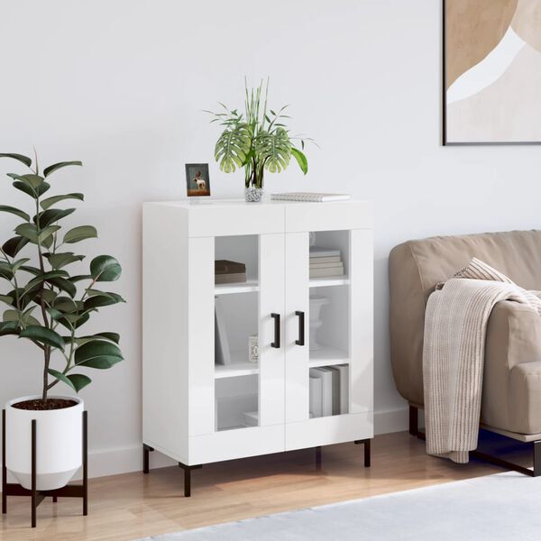 vidaXL Szafka, biała, połysk, 69,5x34x90 cm, materiał drewnopochodny