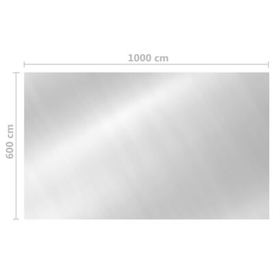 vidaXL Prostokątna pokrywa na basen, 1000 x 600 cm, PE, srebrna