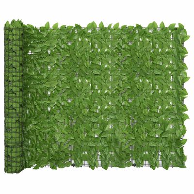 vidaXL Parawan balkonowy, zielone liście, 500x150 cm