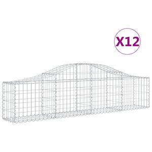 vidaXL Kosze gabionowe, 12 szt, 200x30x40/60 cm, galwanizowane żelazo