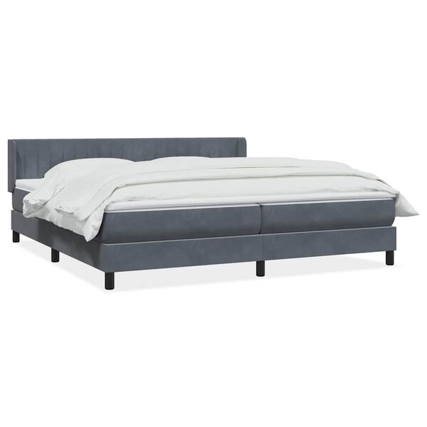 vidaXL Ł&oacute;żko typu Box Spring z materacem Ciemnoszary 180x220cm Aksamit