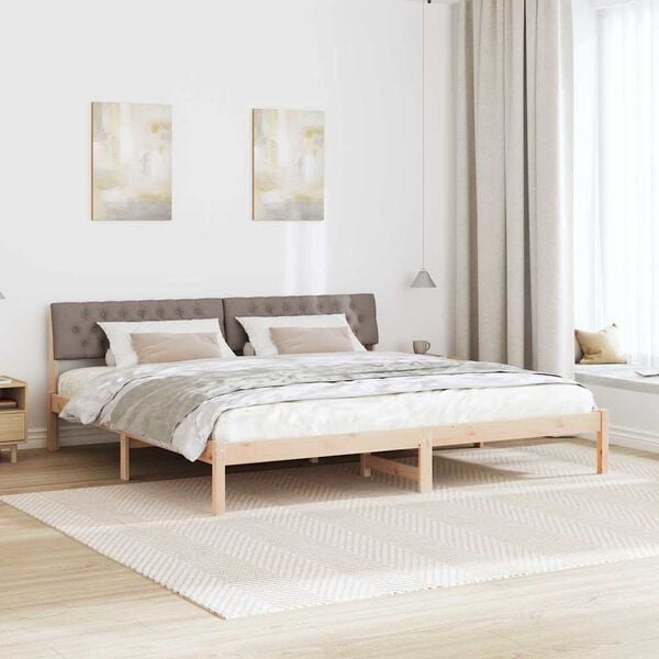 vidaXL Rama ł&oacute;żka Brązowy i taupe 200 x 200 cm Lite drewno sosnowe