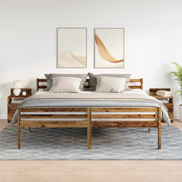 vidaXL Szafki nocne z 2 szufladami, 2 szt., stare drewno, 40x33x60 cm