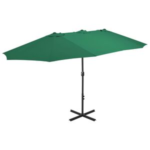 vidaXL Parasol ogrodowy na słupku aluminiowym, 460 x 270 cm, zielony