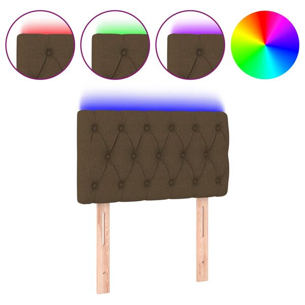 vidaXL Zagł&oacute;wek do ł&oacute;żka z LED, ciemnobrązowy, 80x7x78/88 cm, tkanina