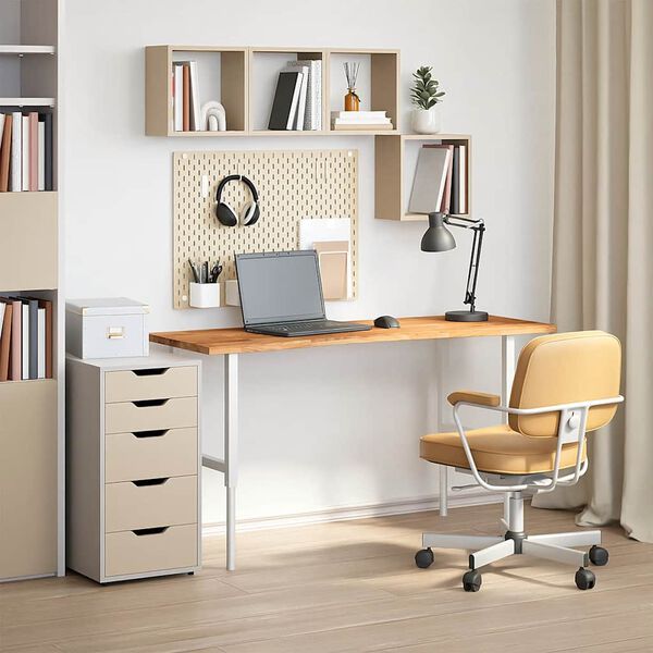 vidaXL Blat biurka, jasnobrązowy, 140x60x2,5 cm, lite drewno dębowe