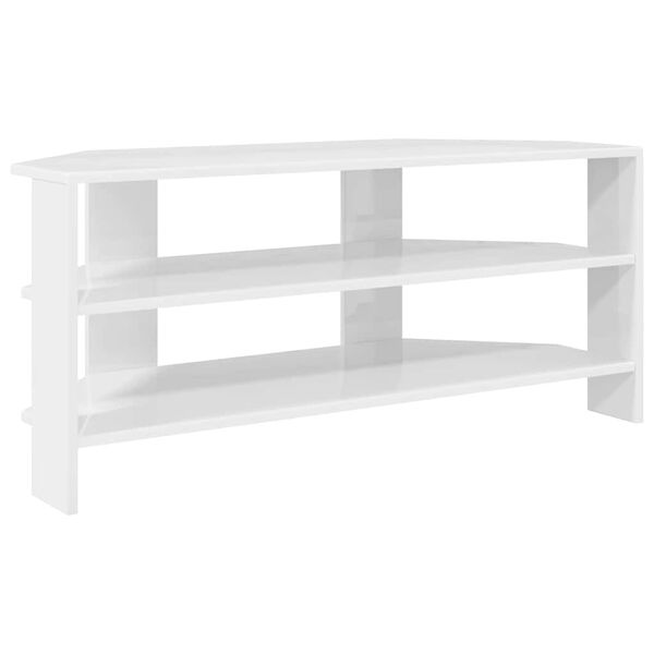 vidaXL RogowaSzafkanaTelewizor Błyszcząca biel 102x40,5x45cm