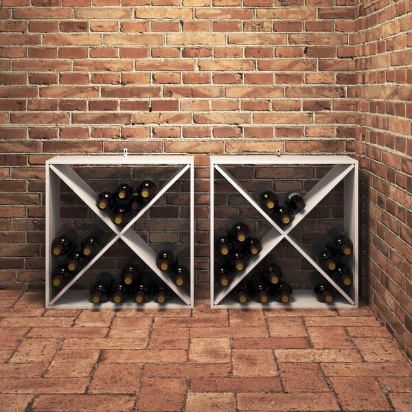 vidaXL Regał na wino 2 pcs Biały 62 x 25 x 62 cm Lite drewno sosnowe