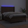 vidaXL Ł&oacute;żko kontynentalne z materacem i LED, brąz, ekosk&oacute;ra 140x190cm
