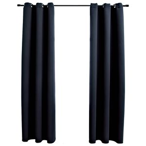 vidaXL Zasłony zaciemniające z k&oacute;łkami 2 szt. Czarny 97x213 cm Tkanina