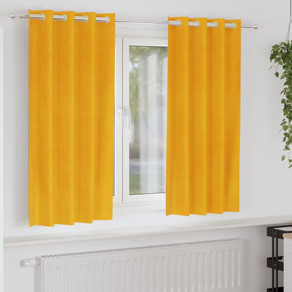 vidaXL Zasłony zaciemniające 2 pcs Musztardowy Ż&oacute;łty 140 x 175 cm