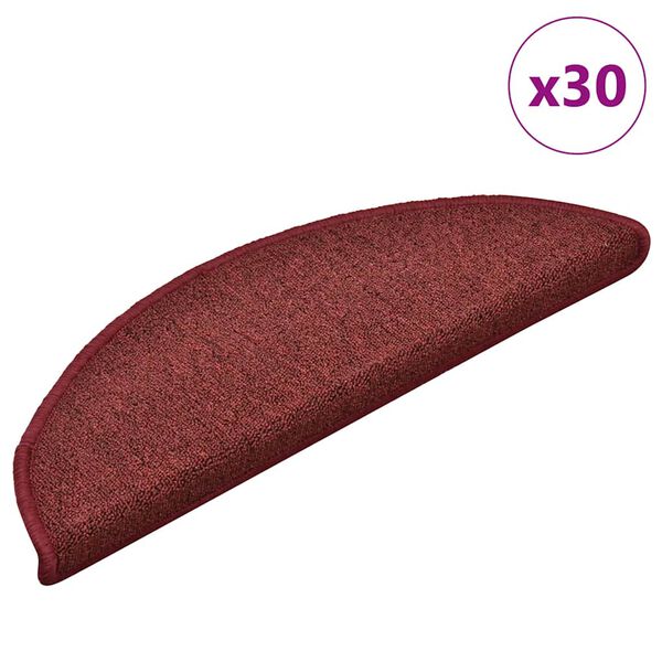 vidaXL Maty na schody 30 szt. 56x17x3 cm Bordeaux P&oacute;łokrągłe