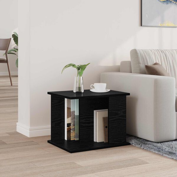 vidaXL Regał na gazety z p&oacute;łką Czarny Dąb 35 x 35 x 45 cm