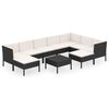 vidaXL 10-cz. zestaw mebli do ogrodu, poduszki, rattan PE, czarny