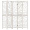 vidaXL Parawan pokojowy, 5-panelowy, biały, lite drewno paulowni