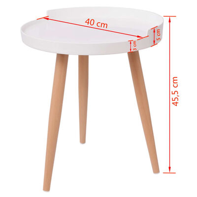 vidaXL Okrągły stolik-taca na kawę, 40 x 45,5 cm, biały