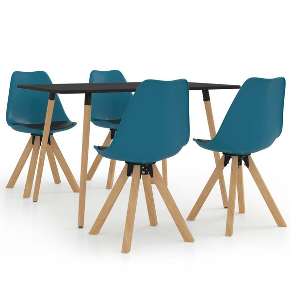 vidaXL 5-częściowy zestaw mebli jadalnianych, turkusowo-czarny