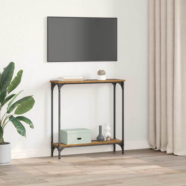 vidaXL Konsola Stare drewno 75 x 22,5 x 75 cm Materiał drewnopochodny