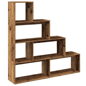 vidaXL Regał przegroda, 4 poziomy, stare drewno, 143,5x29x143,5 cm