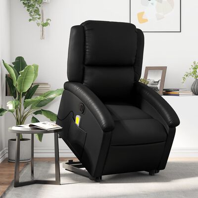 vidaXL Rozkładany fotel pionizujący z masażem, elektryczny, czarny