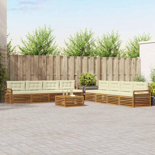 vidaXL Zestaw sof na zewnątrz z poduszką 9 pcs Naturalny i Kremowy