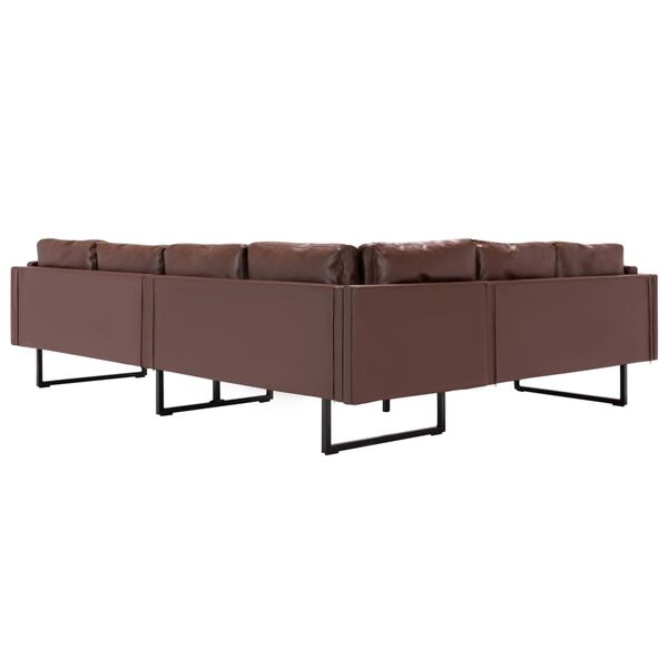vidaXL Sofa narożna, tapicerowana sztuczną sk&oacute;rą, brązowa
