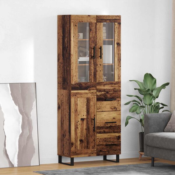 vidaXL Highboard z szufladą 2 pcs Stare drewno Materiał drewnopochodny