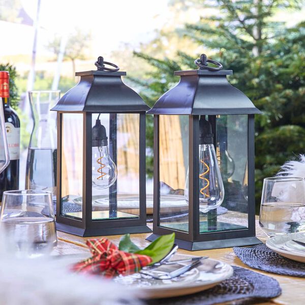 Luxform Latarnia stołowa LED Black Lantern, na baterie, żar&oacute;wka A60