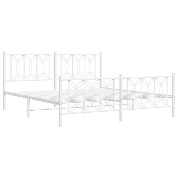 vidaXL Metalowa rama ł&oacute;żka z wezgłowiem i zan&oacute;żkiem, biała, 180x200 cm