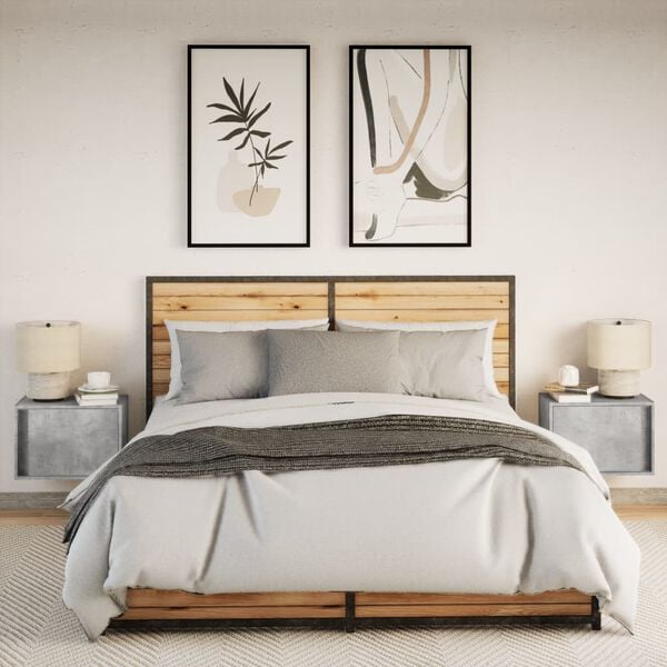 vidaXL Wiszące szafki nocne z LED, 2 szt., szarość betonu