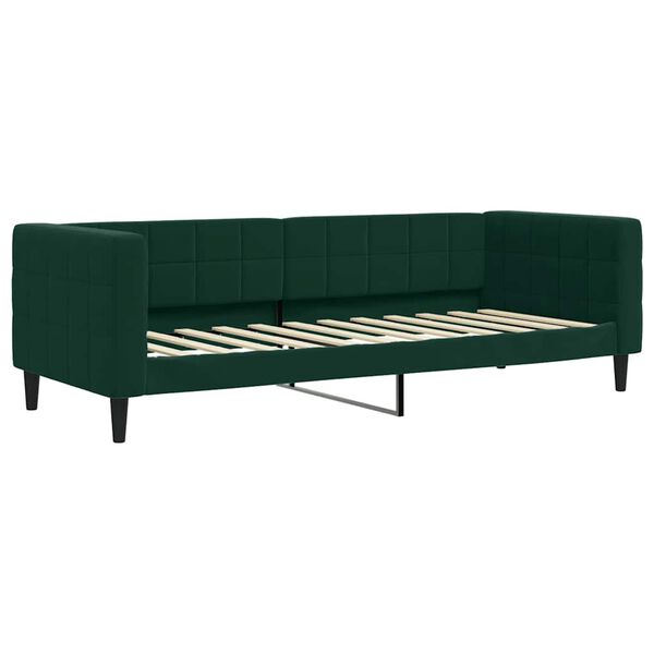 vidaXL Sofa rozsuwana z szufladami, ciemnozielona, 80x200 cm, aksamit