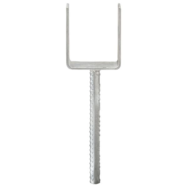 vidaXL Kotwy do słupków, 6 szt., srebrne, 8 x 6 x 30 cm, stal