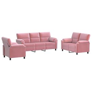 vidaXL Zestaw Sof 3 pcs r&oacute;żowy Welur