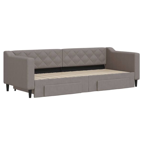 vidaXL Sofa rozsuwana z szufladami, taupe, 80x200 cm, tkanina