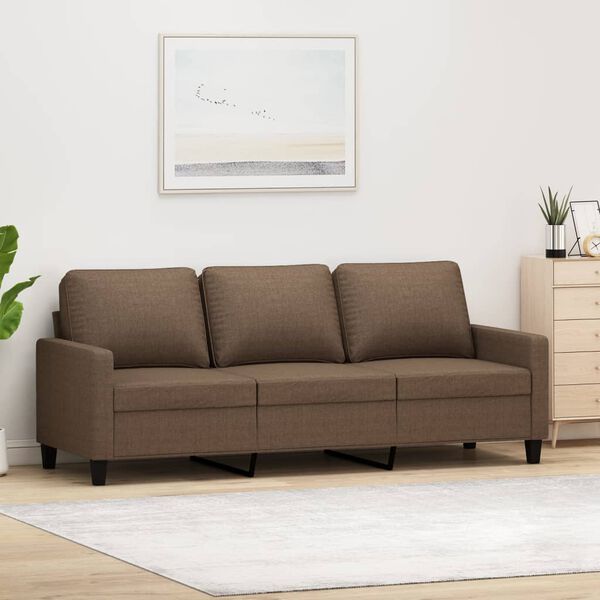 vidaXL Sofa 3-osobowa, brązowa, 180 cm, tapicerowana tkaniną
