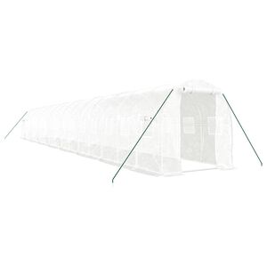 vidaXL Szklarnia ze stalową ramą, biała, 32 m&sup2;, 16x2x2 m