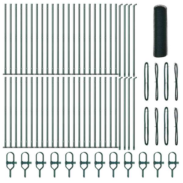 vidaXL Słupek ogrodzeniowy. Zielony 100 x 1 m (siatka 13 mm)