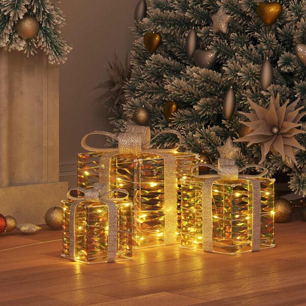 vidaXL Pudełko Prezentowe 3 pcs Ciepła biel 20 x 20 x 20 cm PET