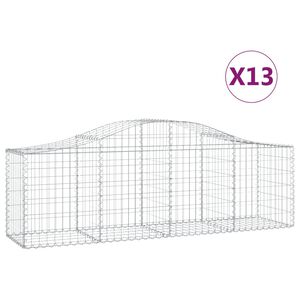 vidaXL Kosze gabionowe, 13 szt, 200x50x60/80 cm, galwanizowane żelazo